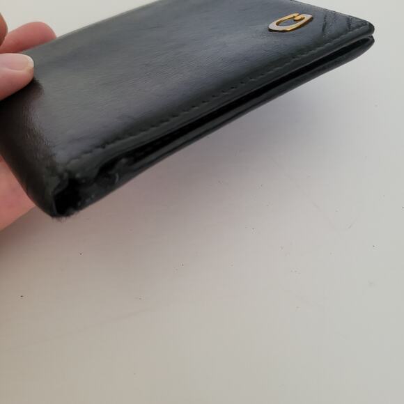 GUCCI Card Bill Coin Wallet Leather Men's Bifold Black G Logo Vintage Fair - Picture 15 of 15